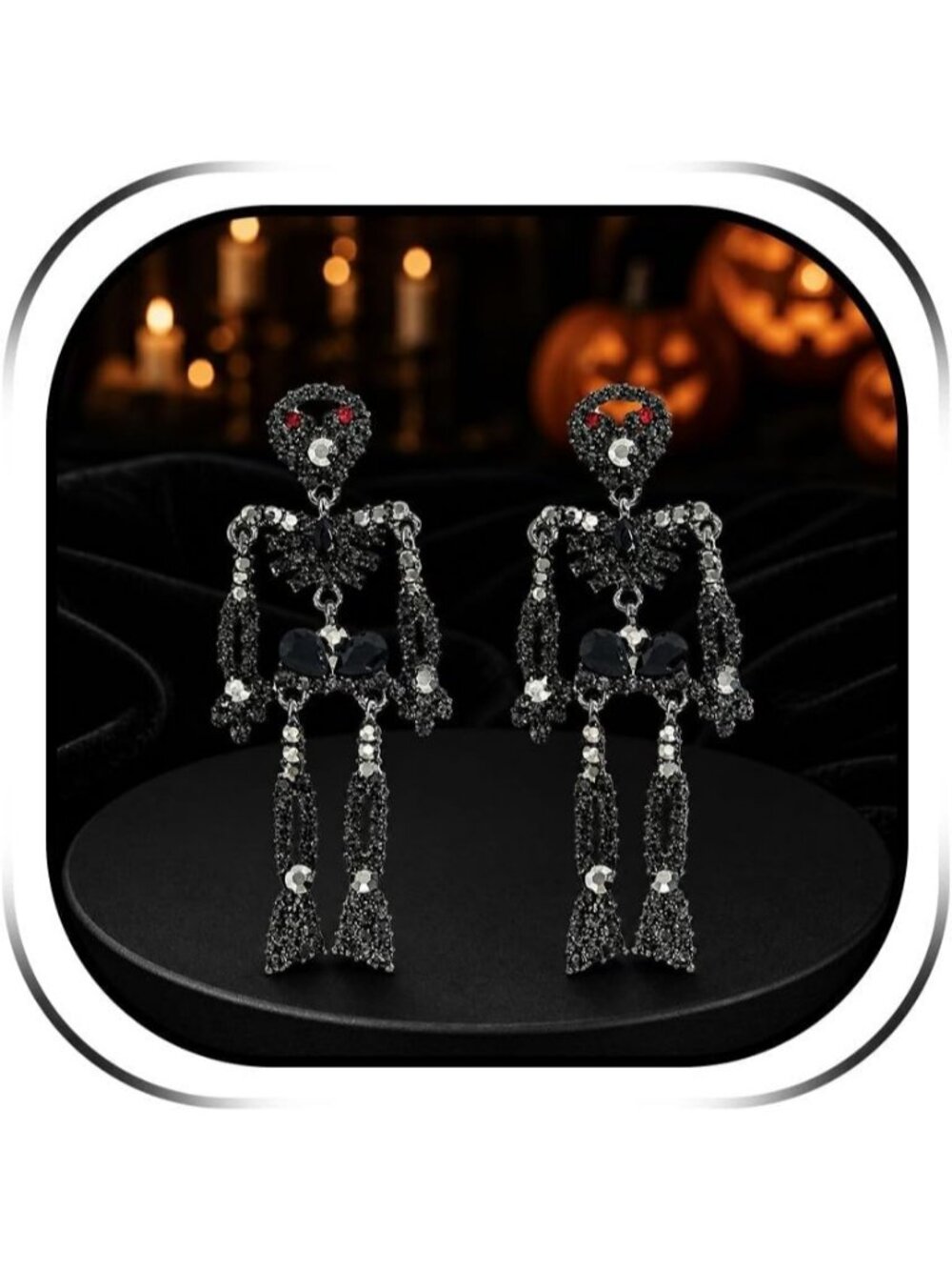 Women's Black Grey Dangle Gothic Seasonal Halloween Stylish Skeleton Earrings